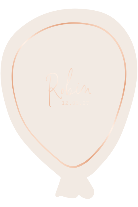 Geboortekaartje ballon vorm voor een meisje met roze en rosefolie