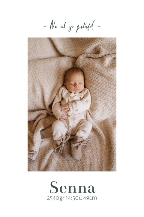 Geboortekaartje jongen met een ovalen stansvorm en newbornfoto