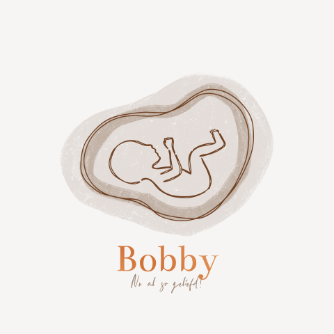 Geboortekaartje jongen meisje met lijntekening echo baby en foliedruk