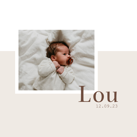 Geboortekaartje minimalistisch met newbornfoto voor jongen of meisje