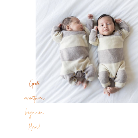 geboortekaartje voor tweeling unisex met koperfolie