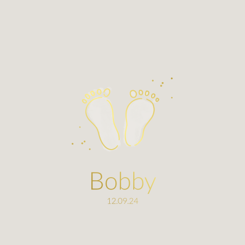 Geboortekaartje unisex beige met baby voetjes foliedruk