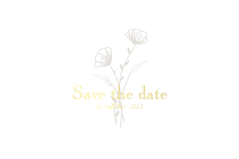 Save the date kaart met bloemen en folie minimalistisch klassiek